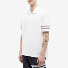 Thom Browne Men's Textured Cotton Polo Shirt in White