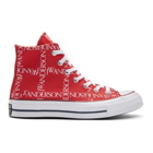 JW Anderson Red Converse Edition Grid Logo Sneakers