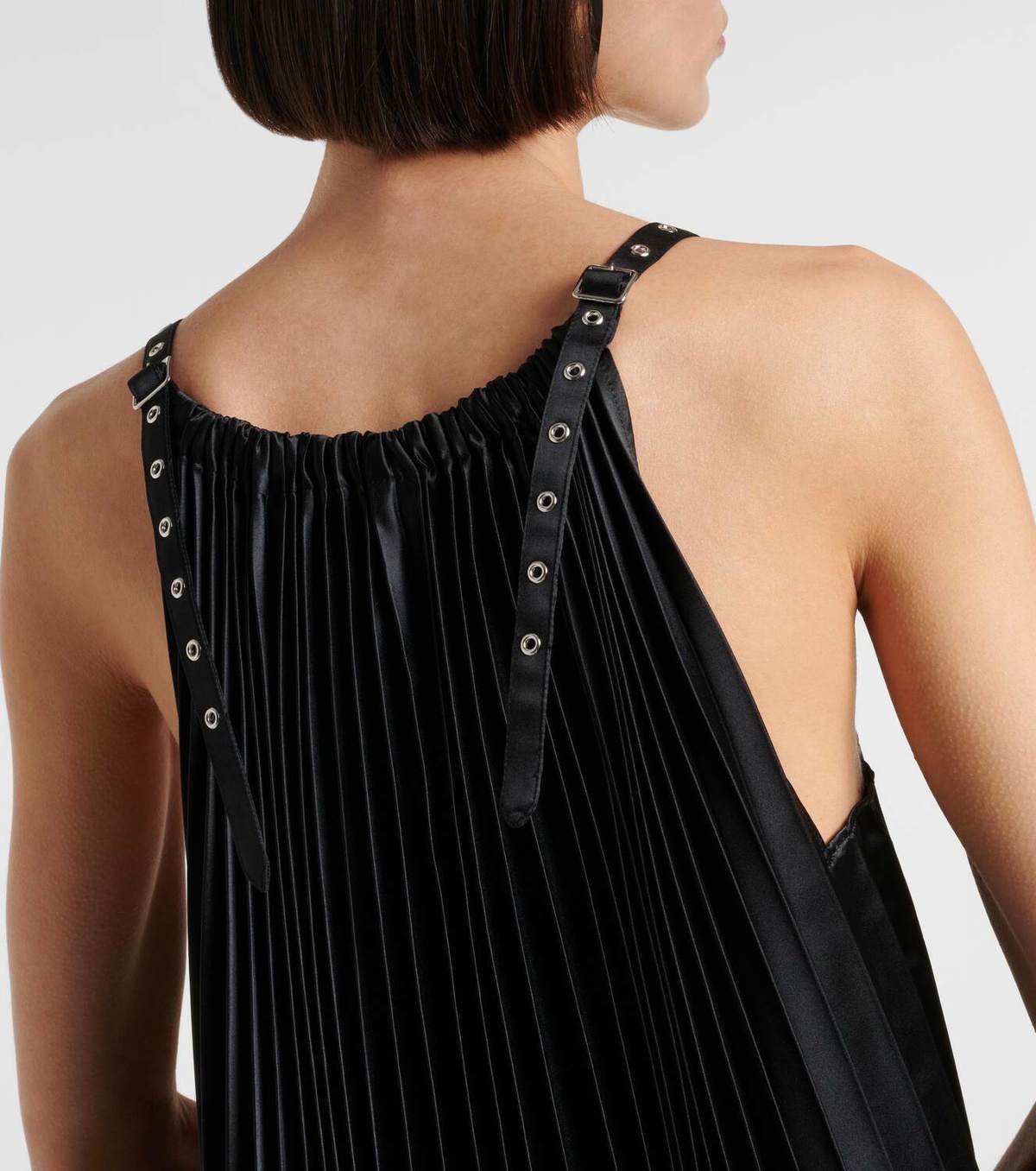 Noir Kei Ninomiya Pleated faux leather minidress