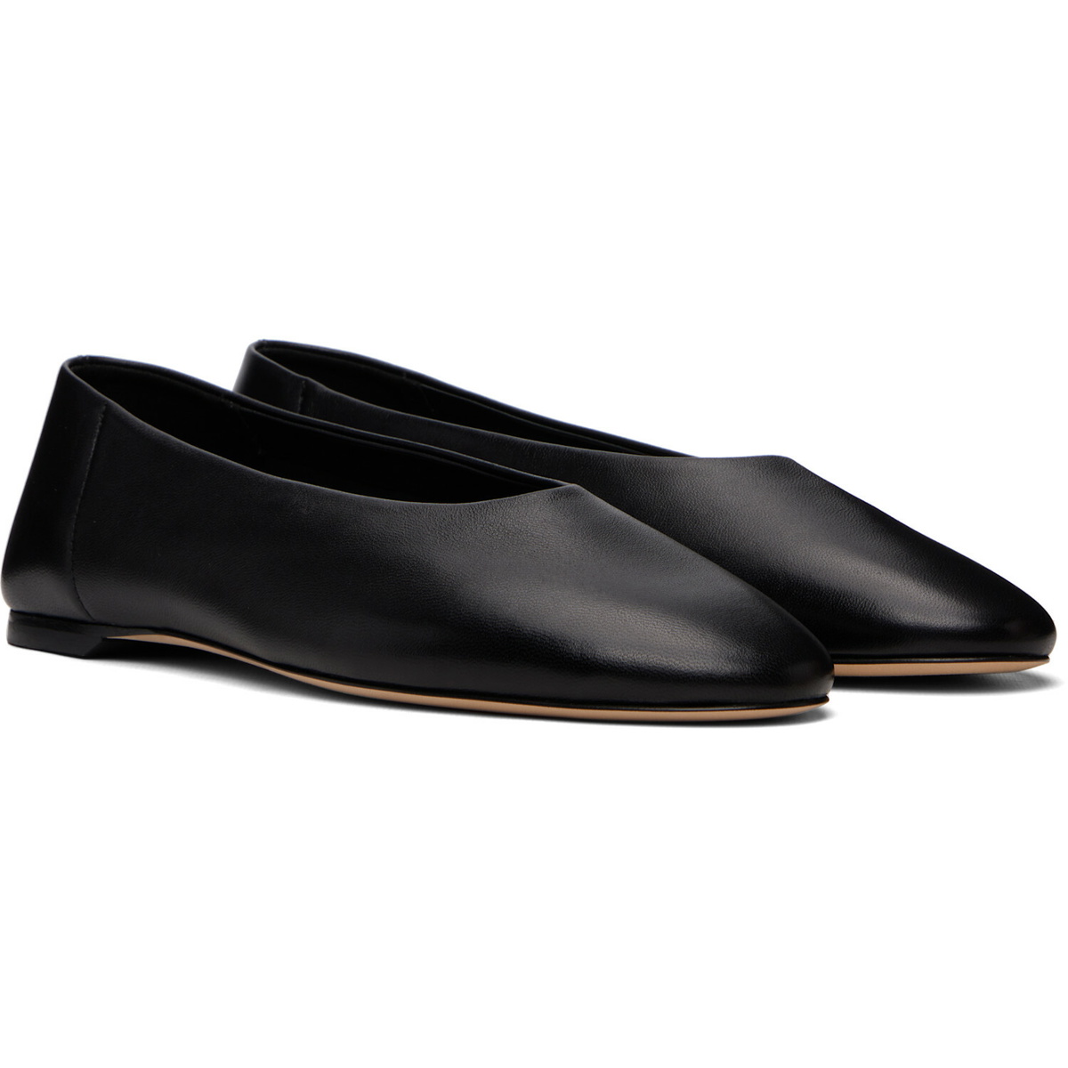 TOTEME Black Slip Nappa Ballerina Flats