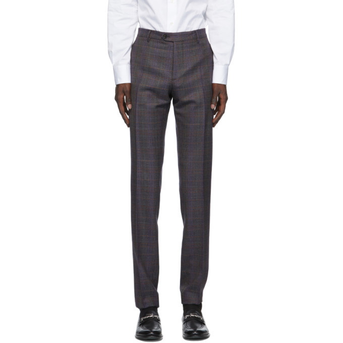 Photo: Etro Grey Check Wool Trousers