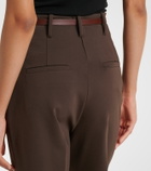 Sportmax Belted crêpe straight pants