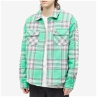 Represent Men's Quilted Flannel Shirt Jacket in Green
