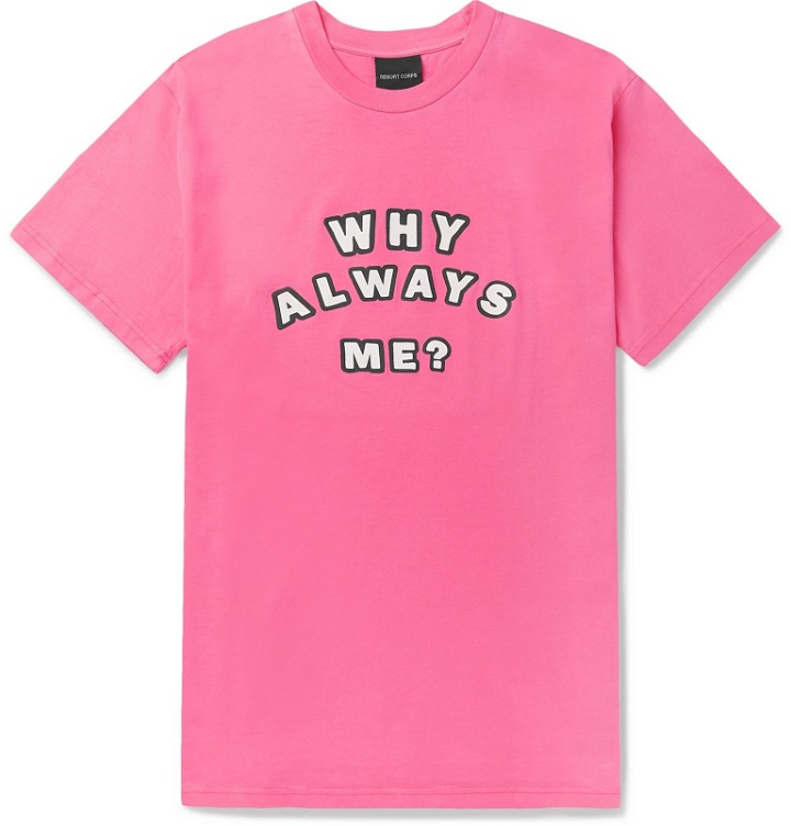 Photo: Resort Corps - Printed Cotton-Jersey T-Shirt - Pink