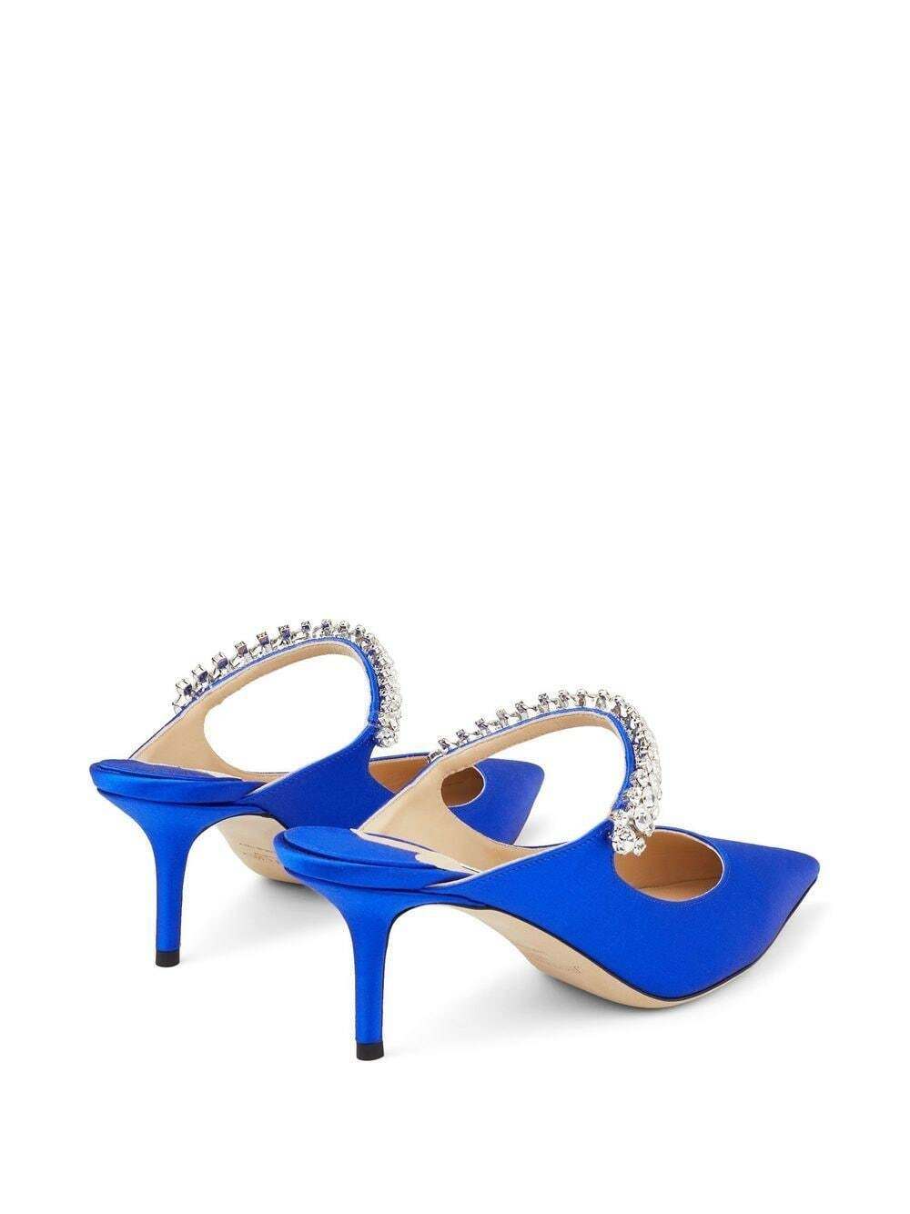【JIMMY CHOO】Bing 65 - Satin - Ultraviolet★関税送料込み Bing 65 | Cassis Satin Mules with Crystal Strap | JIMMY CHOO