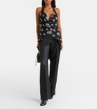 McQueen Skull asymmetric halterneck chiffon top