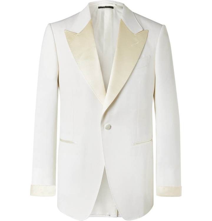 Photo: TOM FORD - Slim-Fit Satin-Trimmed Wool and Mohair-Blend Tuxedo Jacket - Neutrals