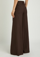 Alice + Olivia Olivia Pinstriped Wide-leg Twill Trousers Dark Brown