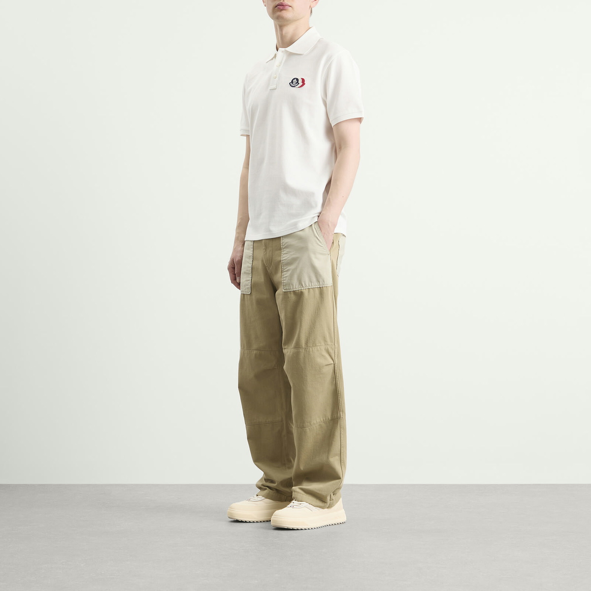 Moncler Men's Tripe Crest Polo Shirt in White