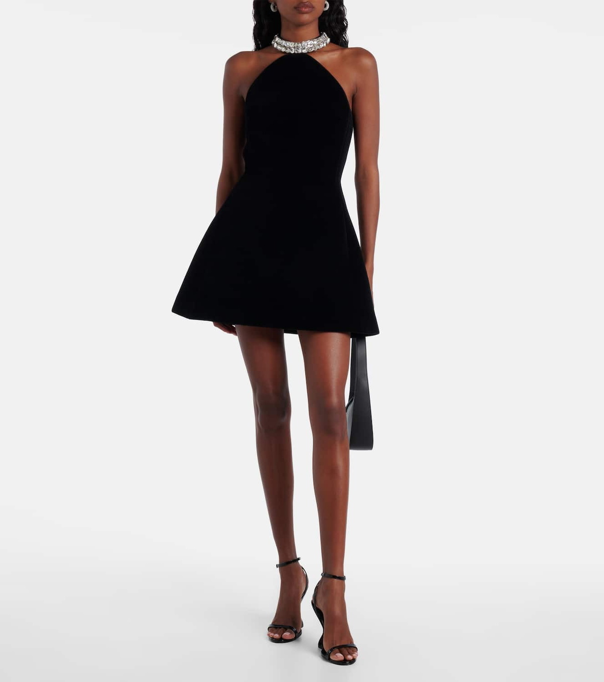 David Koma Crystal-embellished halterneck minidress