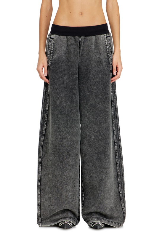 Photo: Diesel Wide pants in washed cotton with side bands - Pants Womens in Grey