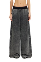 Diesel Wide pants in washed cotton with side bands - Pants Womens in Grey