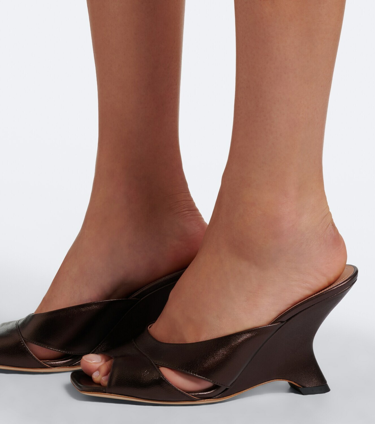 Malone Souliers Lourdes metallic leather wedge mules
