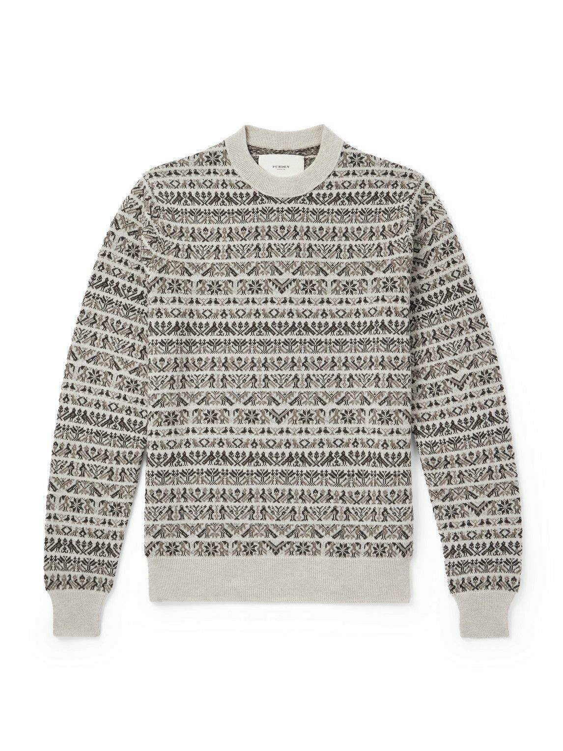 Purdey - Vigo Slim-Fit Fair Isle Wool Sweater - Neutrals