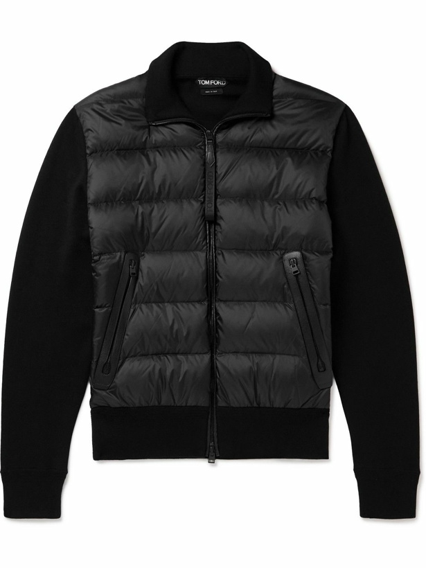 Photo: TOM FORD - Panelled Wool and Padded Shell Down Cardigan - Black