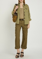 Isabel Marant Umberta Appliquéd Twill Shirt Khaki