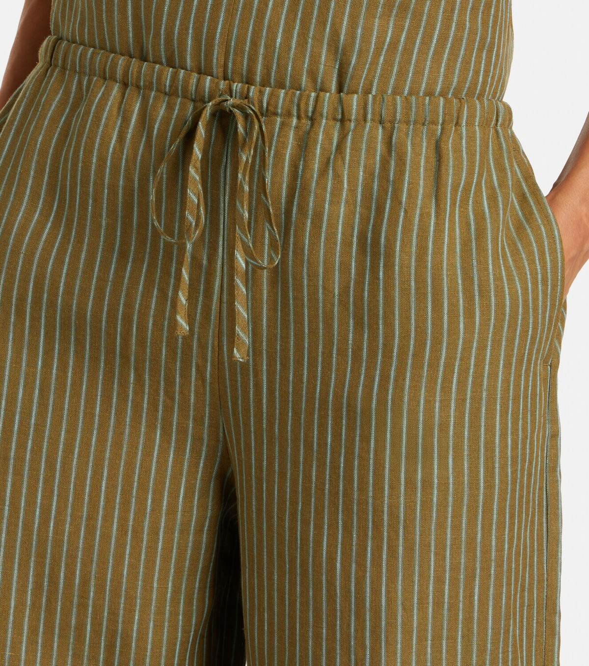Staud Mateo pinstripe linen wide-leg pants
