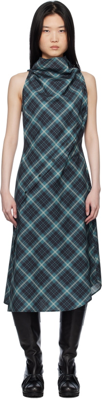 Photo: Pushbutton Blue Halter Sleeveless Midi Dress
