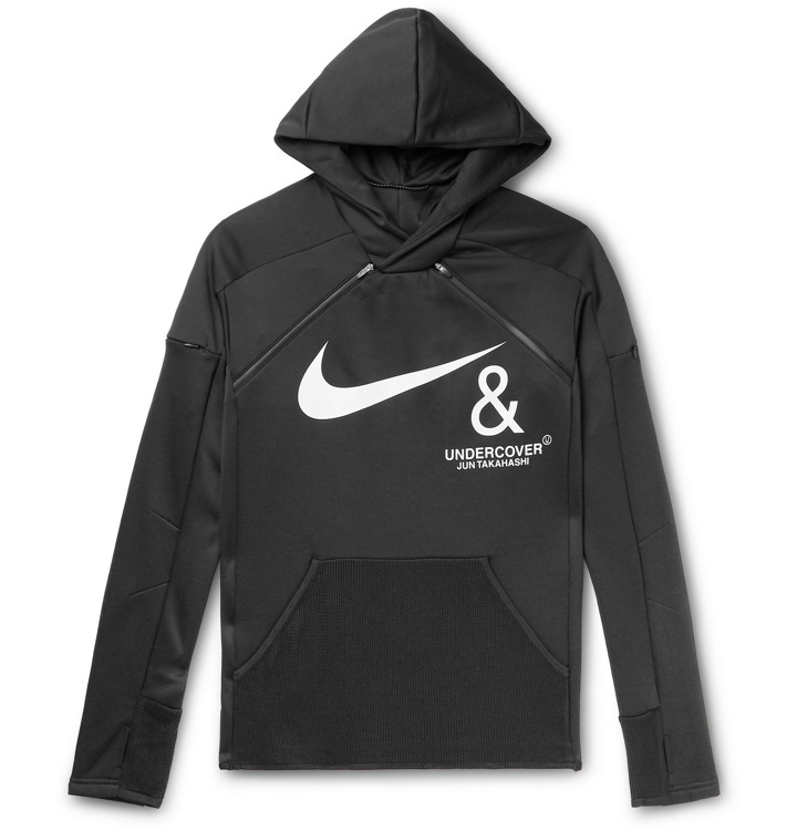 Photo: Nike - Undercover Logo-Print Mesh-Panelled Jersey Hoodie - Black