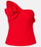 Roland Mouret Floral-appliqué strapless crêpe top