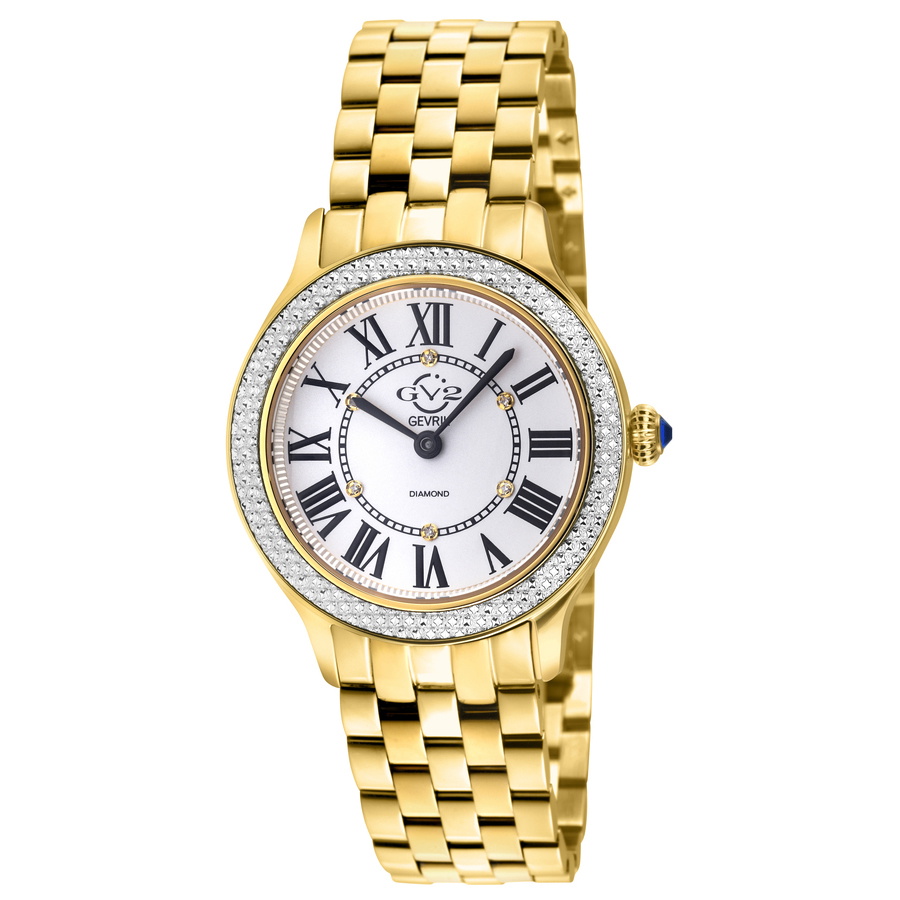 GV2 by Gevril Milan Quartz Diamond White Dial Ladies Watch 12161B
