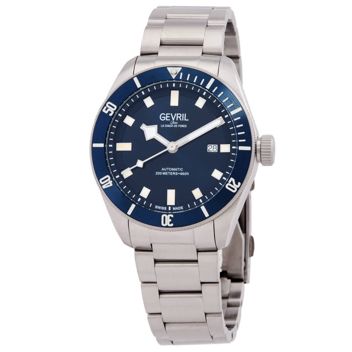 Photo: Gevril Yorkville Swiss Automatic Blue Dial Mens Diver Watch 48601