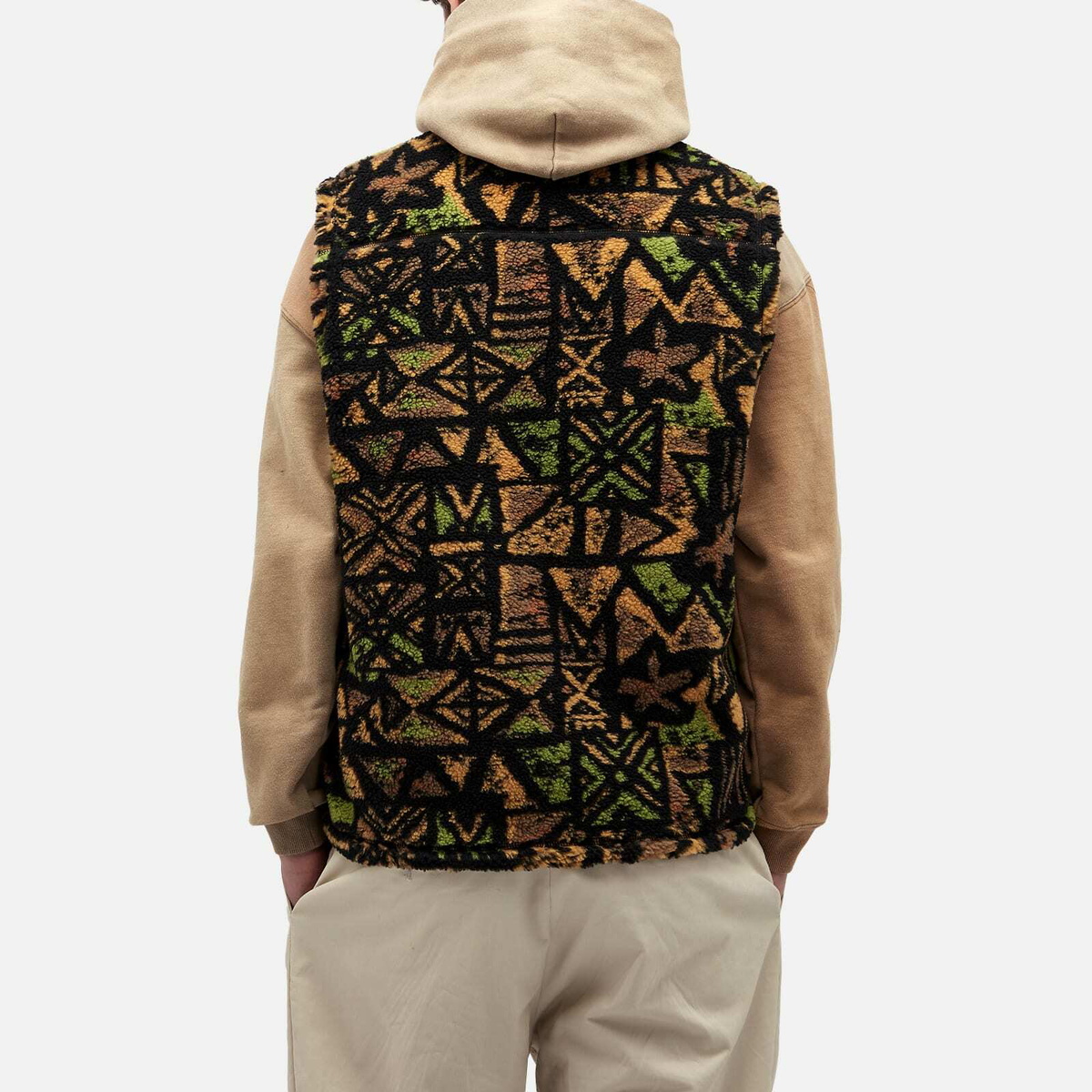 Beams Plus Men's Stand Collar Fleece Zip Vest in Batik
