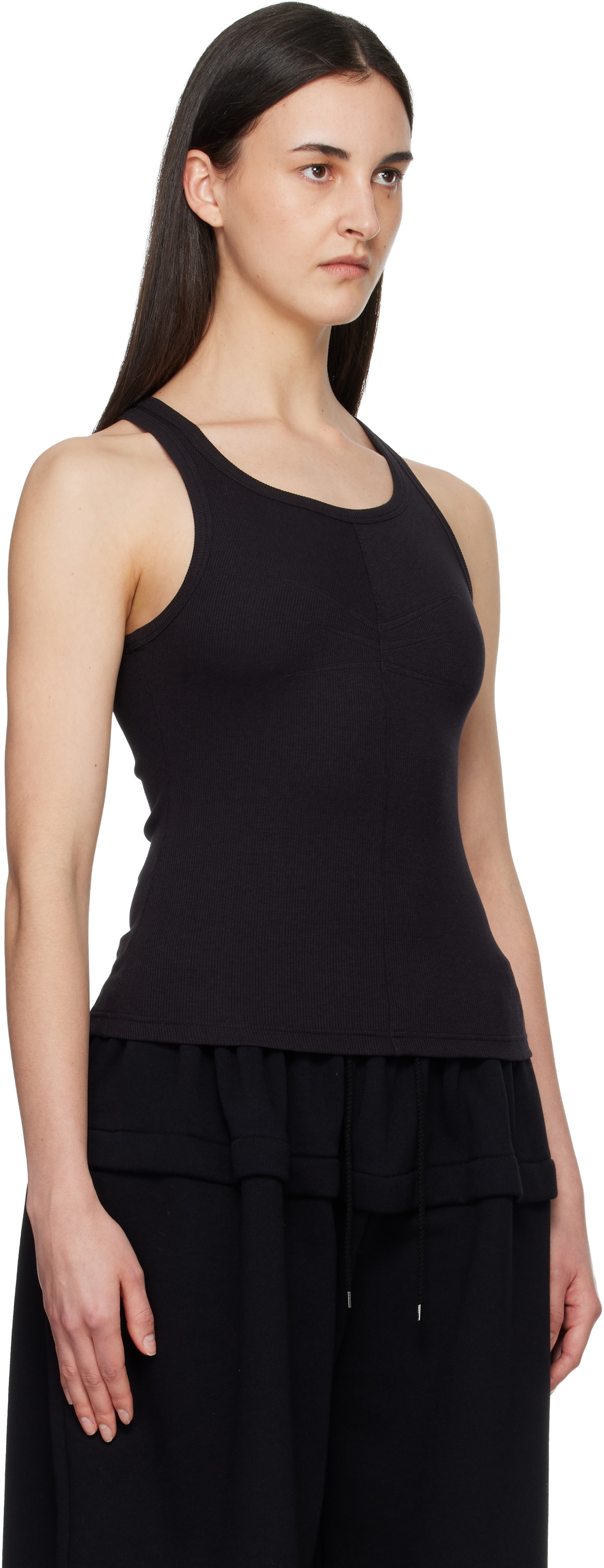 ALAÏA Black Darts Cotton Tank Top