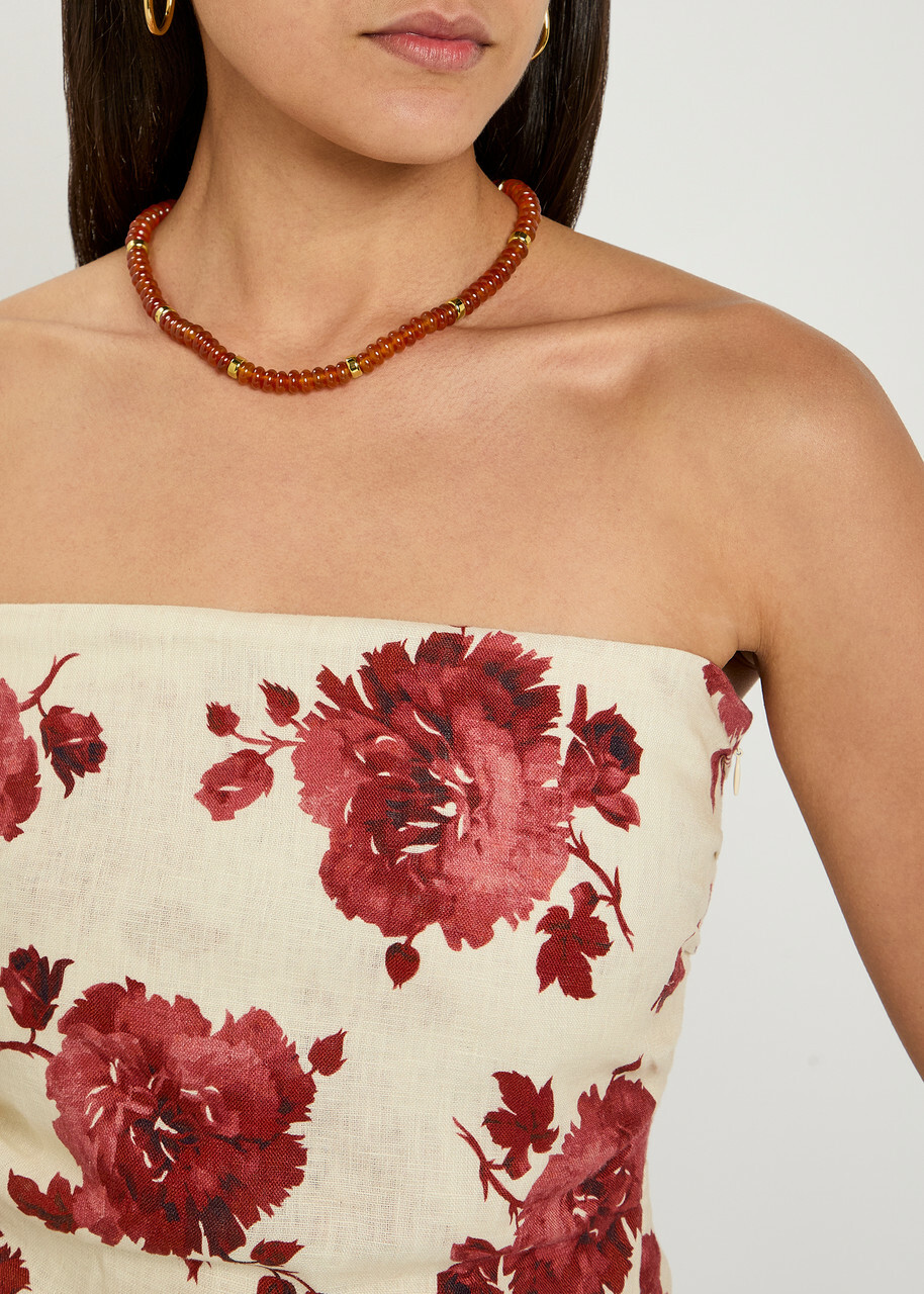 Eliou Aureo Beaded 18kt Gold-plated Necklace - Brown - One Size