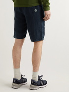 Stone Island - Straight-Leg Logo-Appliquéd Linen Bermuda Shorts - Blue