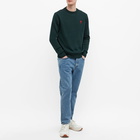 AMI Men's Small A Heart Crew Knit in Evergreen