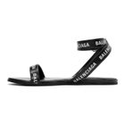 Balenciaga Black Logo Strappy Flat Sandals