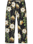 Endless Joy - Epiphyllum Straight-Leg Printed TENCEL and Cotton-Blend Trousers - Black