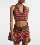 Valentino Striped knitted cotton crop top