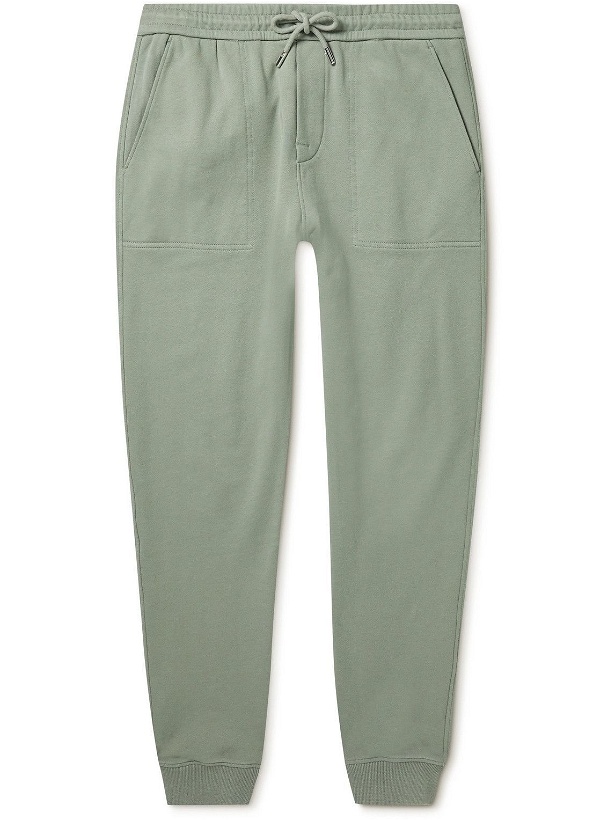 Photo: Mr P. - Slim-Fit Tapered Organic Cotton-Jersey Sweatpants - Green