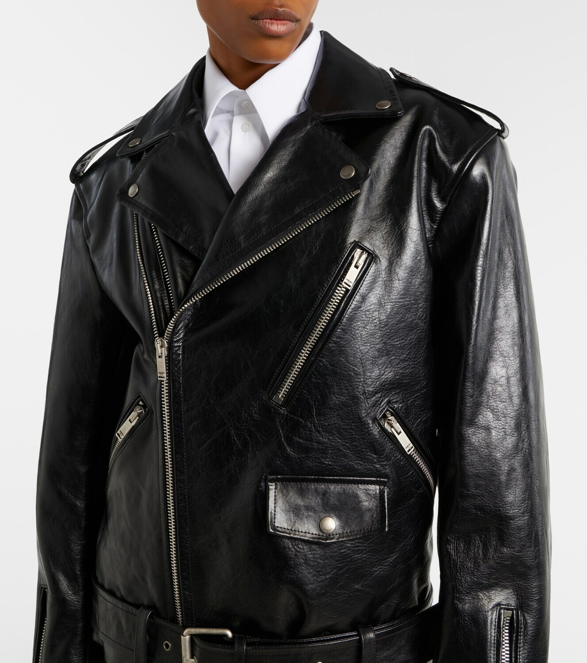 Saint Laurent Padded leather biker jacket