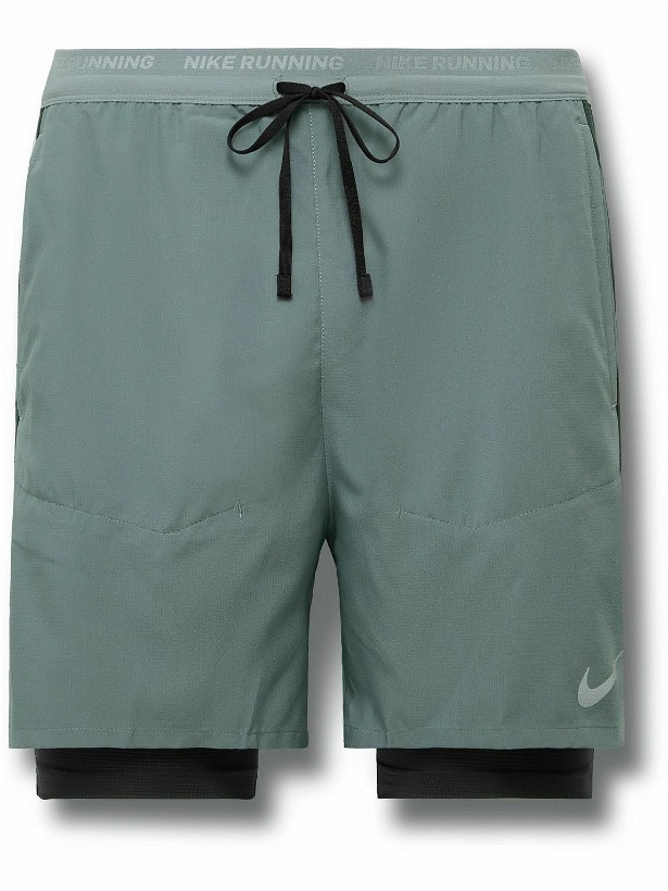Photo: Nike Running - Stride 2-in-1 Slim-Fit Dri-FIT Shorts - Gray