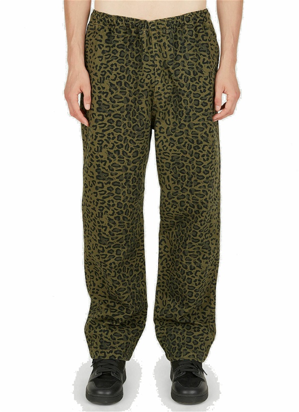 Photo: Leopard Print Flocked Pants in Green