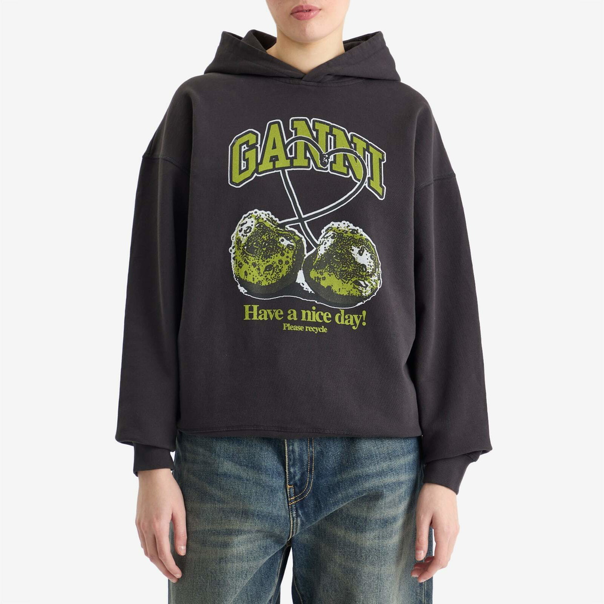 GANNI Women's Isoli Cherries Oversized Hoodie in Phantom