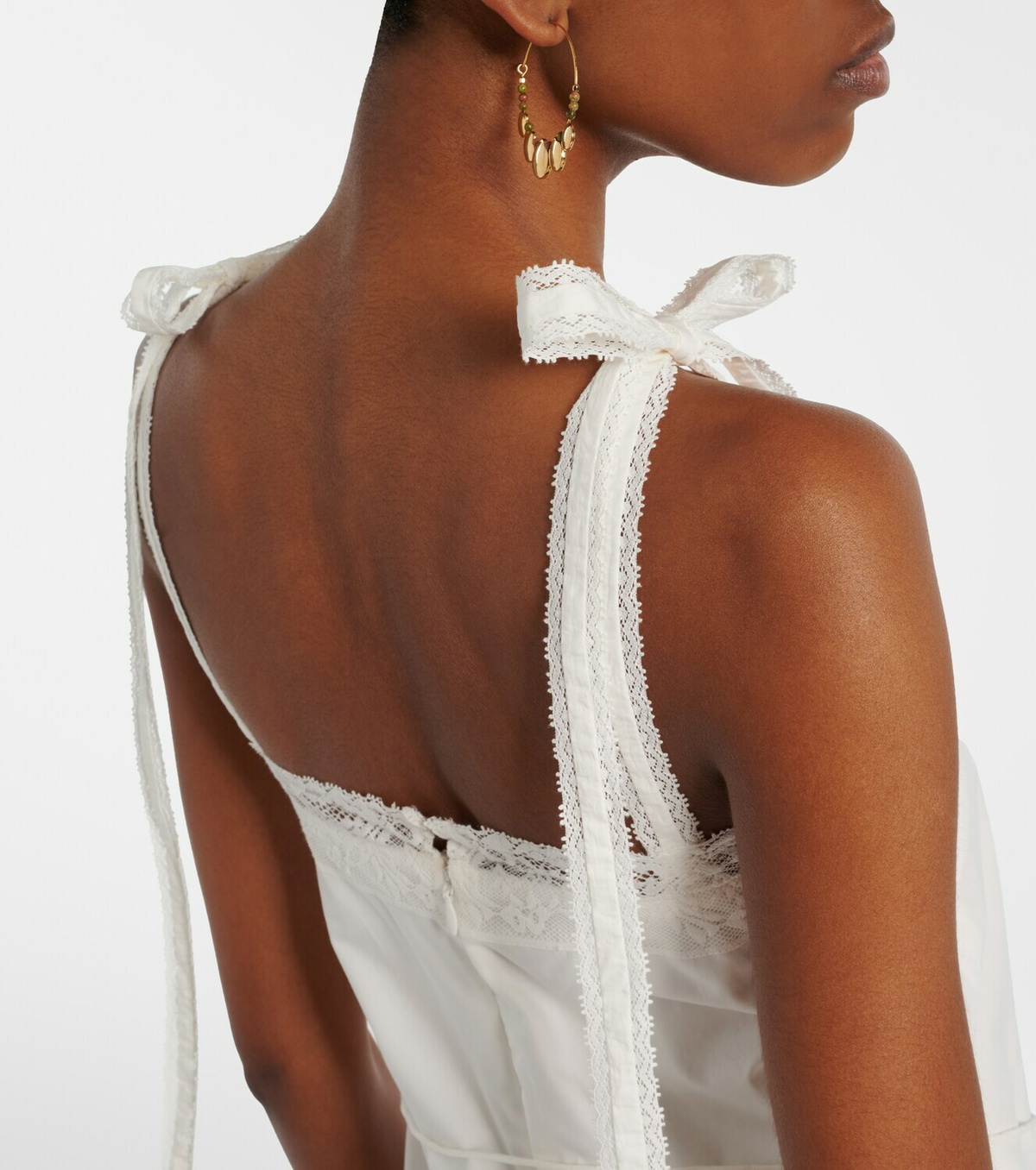 Faithfull Reine lace-trimmed cotton romper