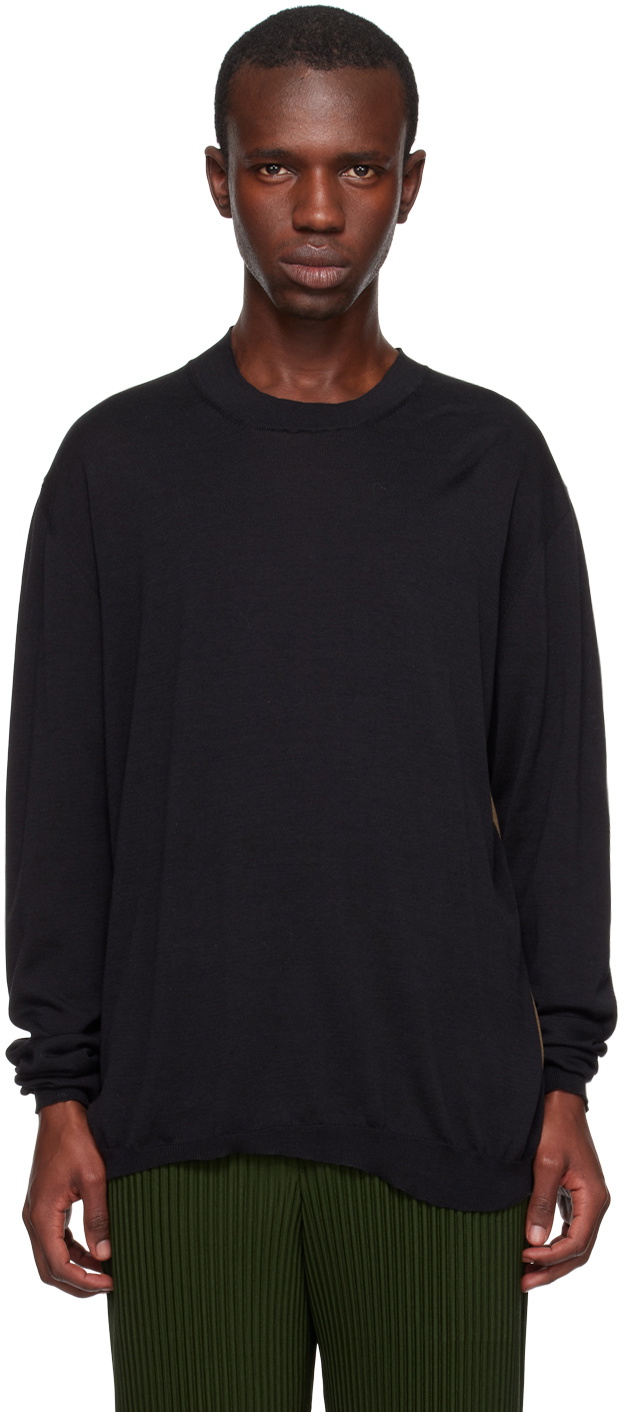 UMA WANG Black & Khaki Duotone Sweater