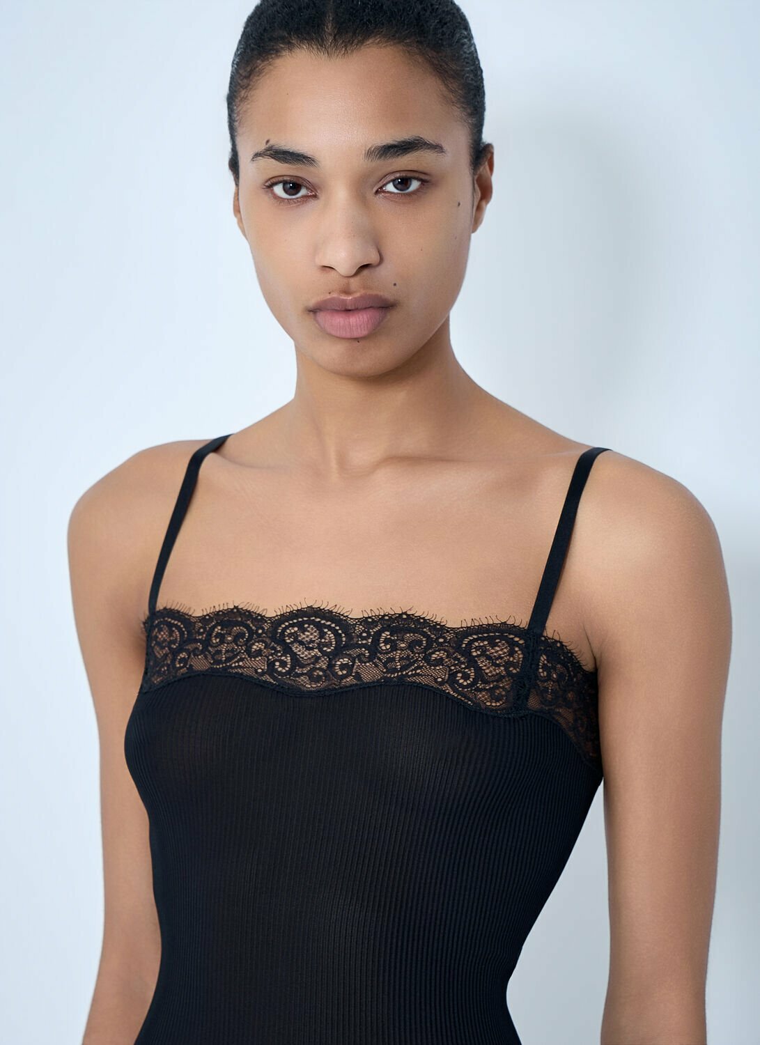 Saint Laurent Lace-Trimmed Silk Tank Top