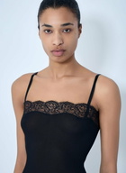 Saint Laurent Lace-Trimmed Silk Tank Top