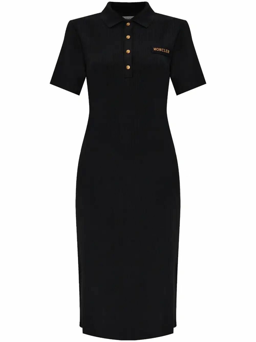 【MONCLER】Polo Midi Dress リブミディ丈ポロワンピース/black Moncler Polo Shirt Mini Dress | Blue | FARFETCH