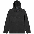 Stone Island Men's Brushed Cotton Canvas Hooded Overshirt in Black