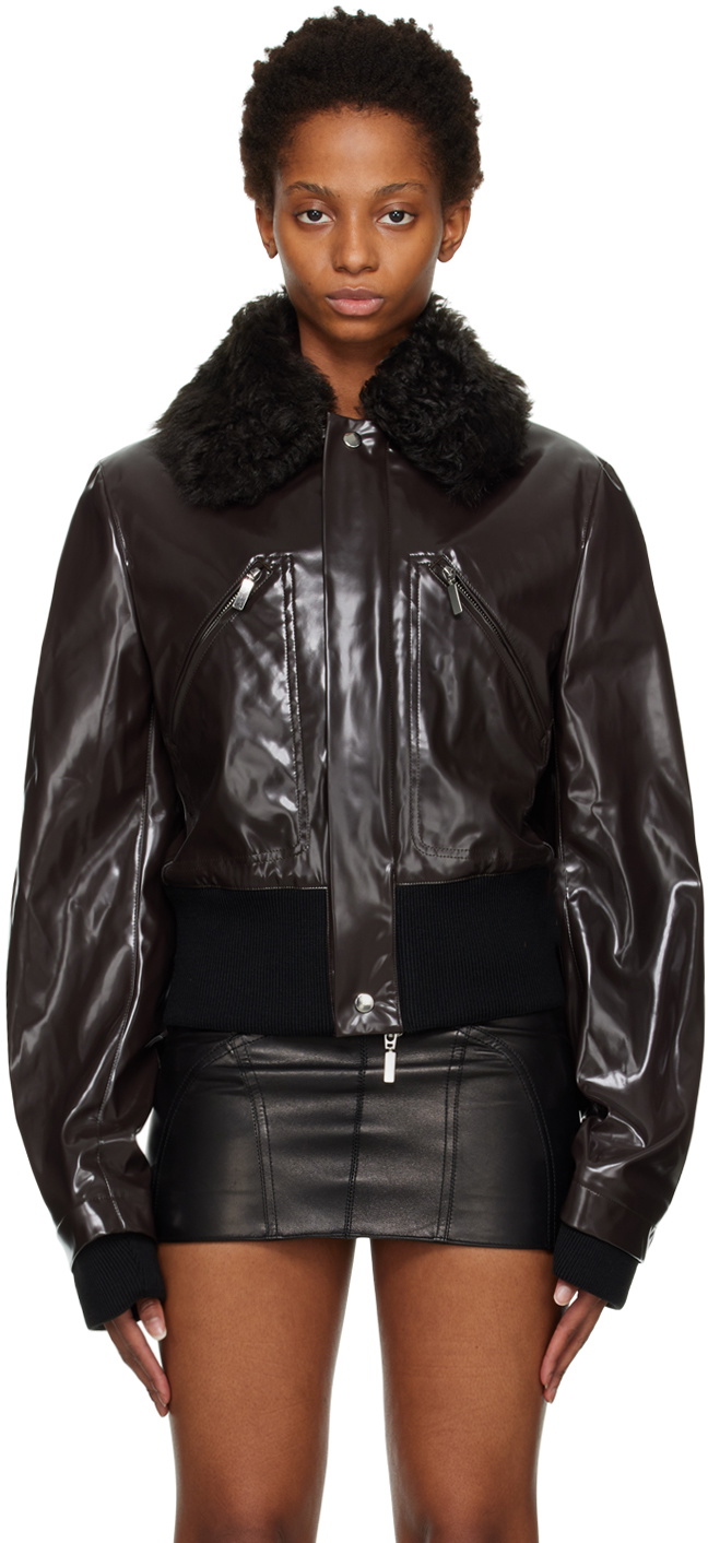 Maximilian Davis Brown Elijah Shearling Bomber Jacket
