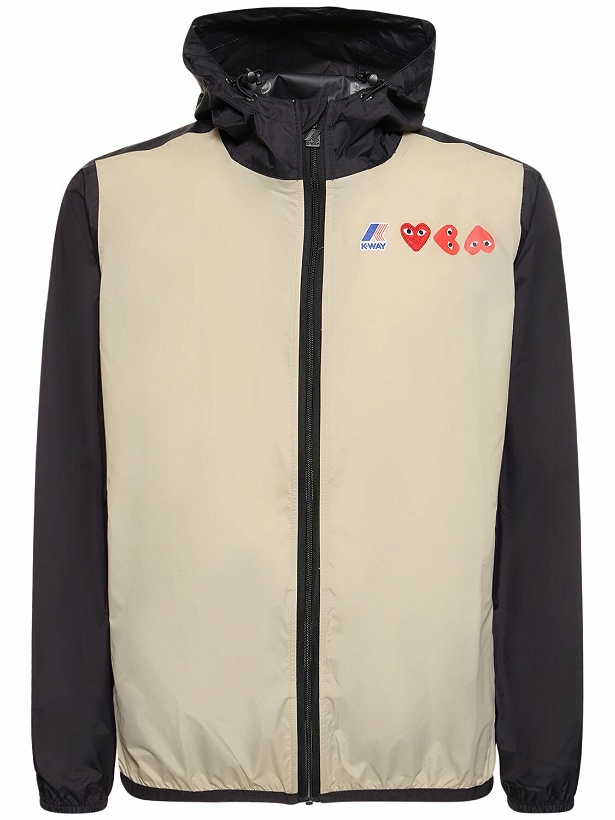 Photo: COMME DES GARÇONS PLAY - Logo Hooded Bicolor Full Zip Jacket