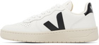 VEJA White & Black V-10 Leather Sneakers