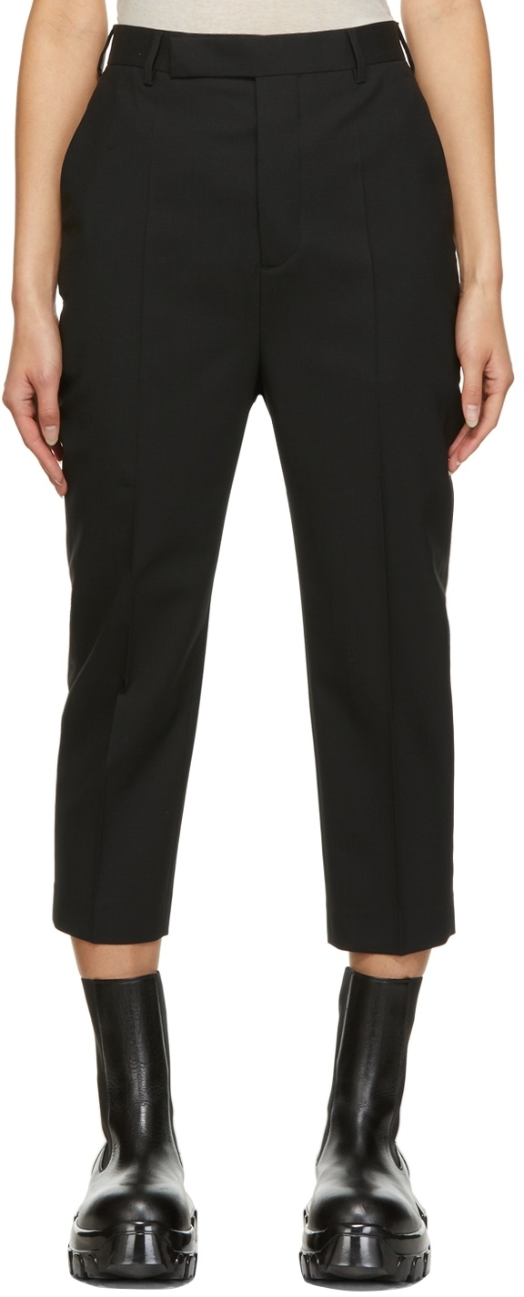 Rick Owens Black Wool Astaires Cropped Trousers Rick Owens