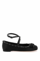 VALENTINO GARAVANI silk rockstud ballet flats Black